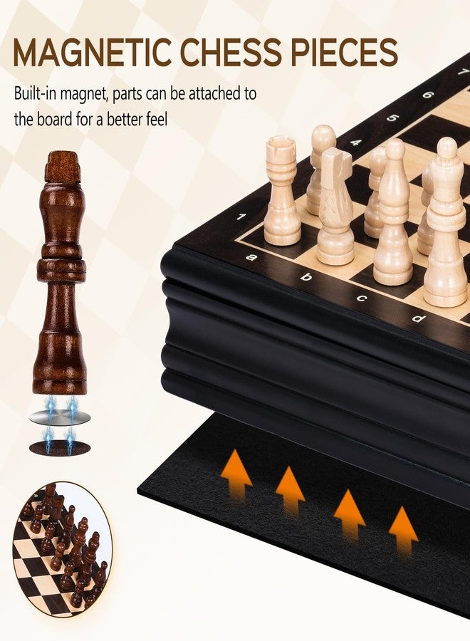 Peradix Magnetic Chess Set 12 Inch Classic 2 in 1 with Chess Pieces, Wood Board Box with Storage, 2 Extra Queens, Wooden Chess Board Games for Kids and Adults, Family Educational Gift Sets - Image 4